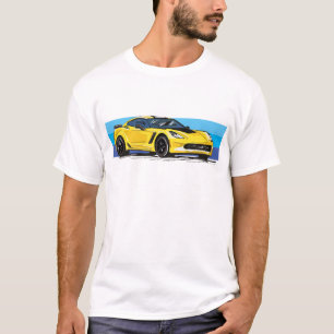Camiseta Corvette C7 Amarillo Sportscar con banda azul