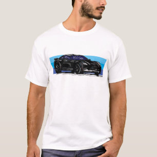 Camiseta Corvette C7 Black Sportscar con banda azul