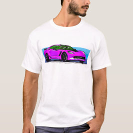 Camiseta Corvette C7 Deportista rosa con banda azul