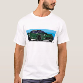 Camiseta Corvette C7 Green Sportscar con banda azul