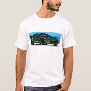 Camiseta Corvette C7 Green Sportscar con banda azul