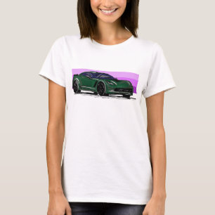 Camiseta Corvette C7 Green Sportscar con banda azul