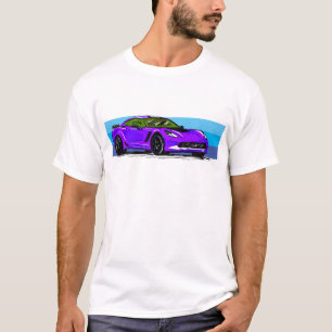 Camiseta Corvette C7 Purple Sportscar con banda azul