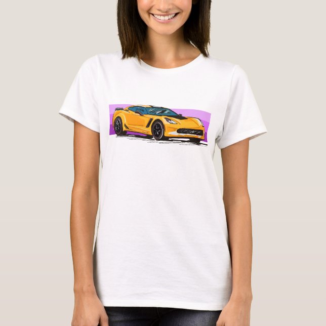 Camiseta Corvette C7 Sportscar con banda rosa (Anverso)