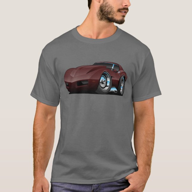 Camiseta Corvette clásico de Borgoña (Anverso)