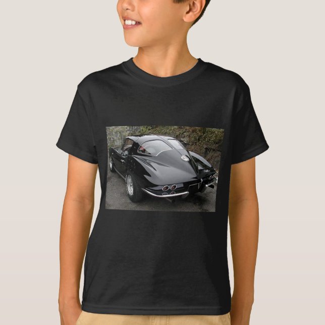 Camiseta Corvette clásico de la ventana dividida en negro (Anverso)