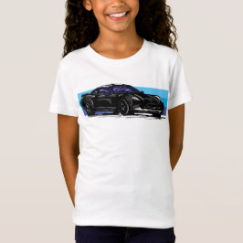 Camiseta Corvette negro C7 con franjas azules