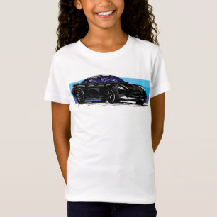 Camiseta Corvette negro C7 con franjas azules