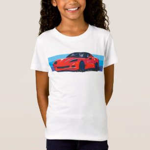 Camiseta Corvette rojo C6 con franjas azules