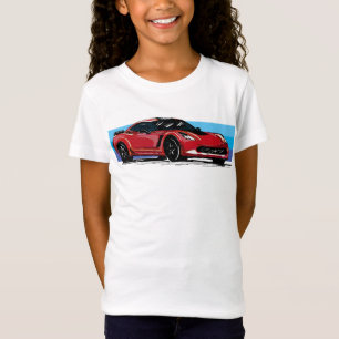Camiseta Corvette rojo C7 con franjas azules