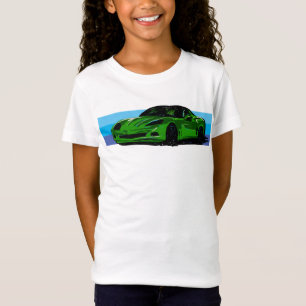 Camiseta Corvette verde brillante C6 con franjas azules