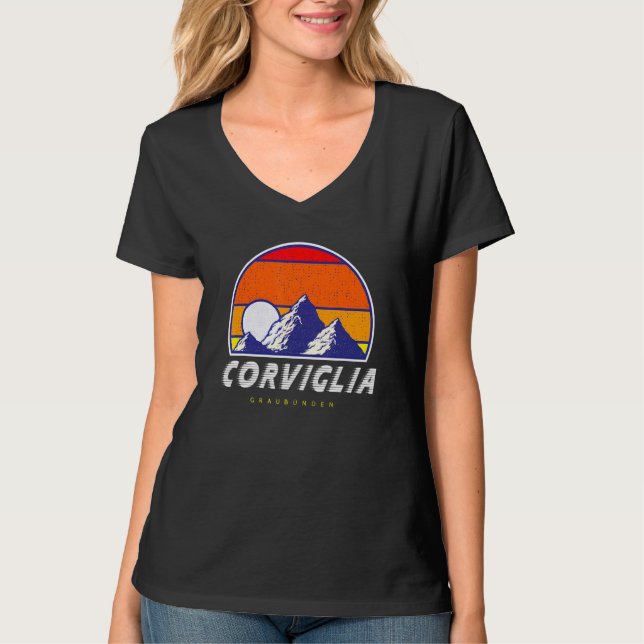 Camiseta Corviglia Graubünden Suiza Retro 80s Ski Ho (Anverso)