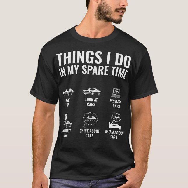 Camiseta Cosas de Autos que Hago en Mi Tiempo Libre Amante  (Anverso)