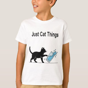 Camiseta 'Cosas Divertidas de Gatos' Gato Negro Derramando