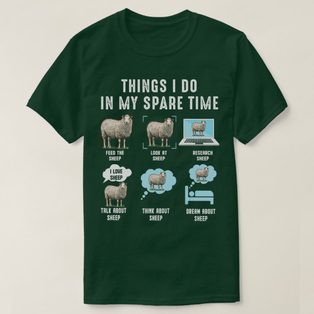 Camiseta Cosas que hago en mi tiempo de descanso ovejas div (Diseño del anverso)