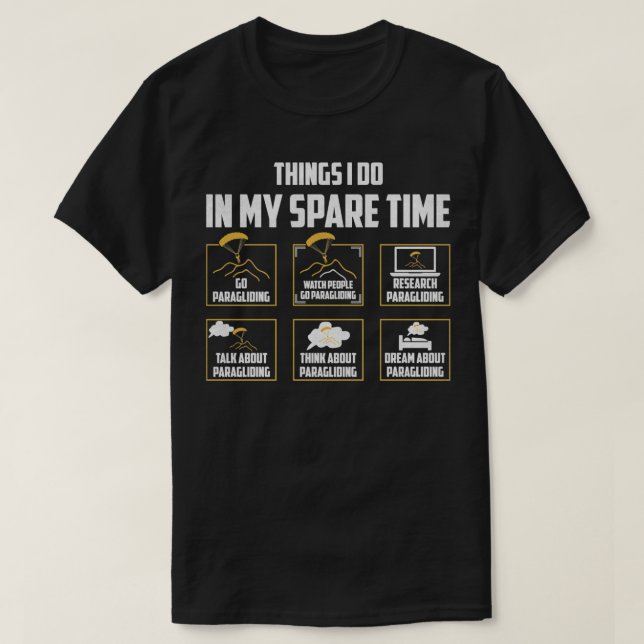 Camiseta Cosas que hago en mi tiempo de repuesto para parap (Diseño del anverso)