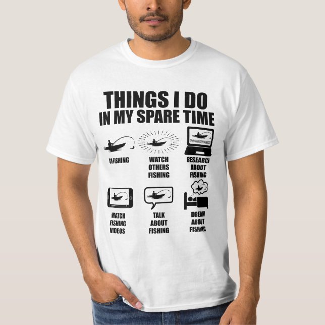 Camiseta Cosas que hago en mi tiempo libre pescando (Anverso)