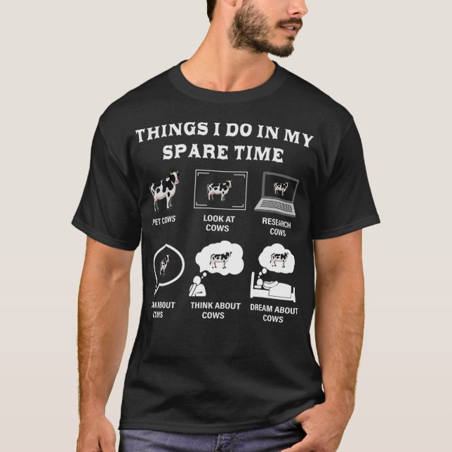Camiseta Cosas Que Hago En Mi Tiempo Libre Vacas Agricultor (Anverso)