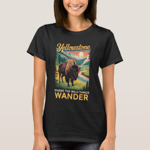 Camiseta Cosas Salvajes Wyoming Búfalo Bisonte Yellowstone 