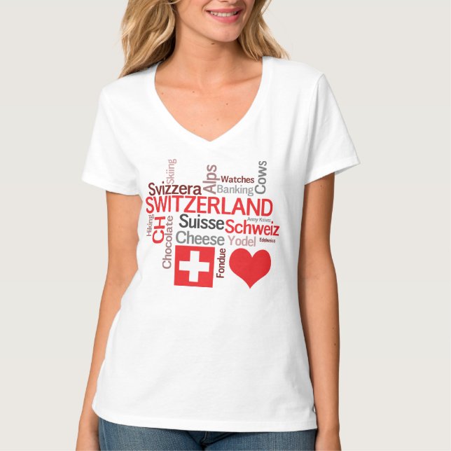 Camiseta Cosas suizas preferidas - amor Suiza de I (Anverso)
