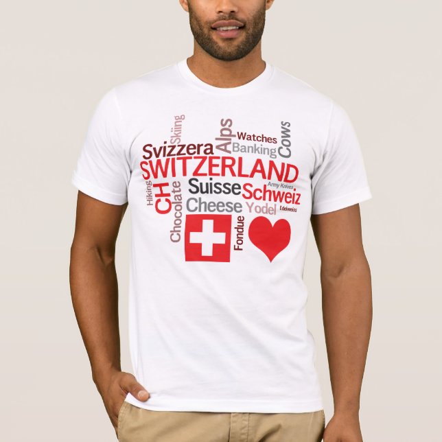 Camiseta Cosas suizas preferidas - amor Suiza de I (Anverso)