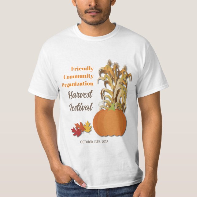 Camiseta Cosecha Calentamientos de maíz de calabaza en otoñ (Anverso)