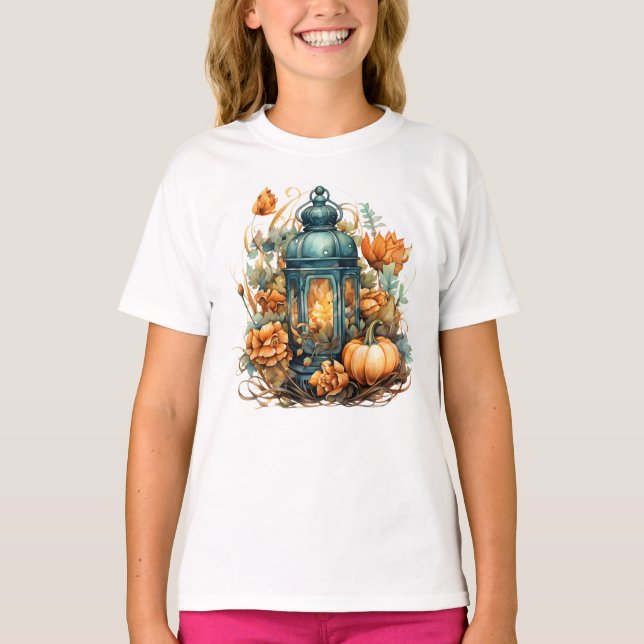 Camiseta Cosecha de Lantern de la Calabaza de Acción de Gra (Anverso)