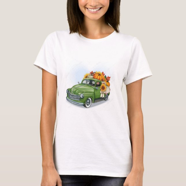 Camiseta Cosecha de otoño en un camión verde (Anverso)