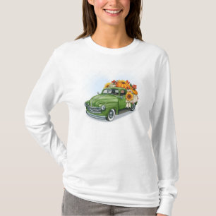 Camiseta Cosecha de otoño en un camión verde mangas largas