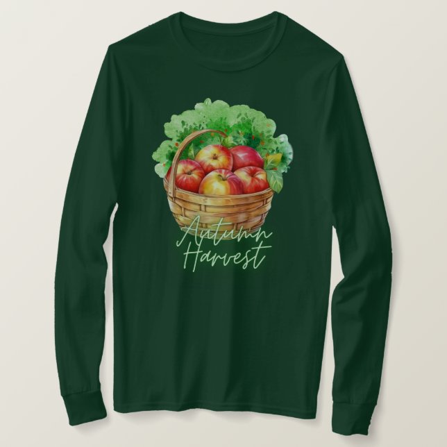 Camiseta Cosecha de otoño: manzanas en la huerta (Anverso del diseño)