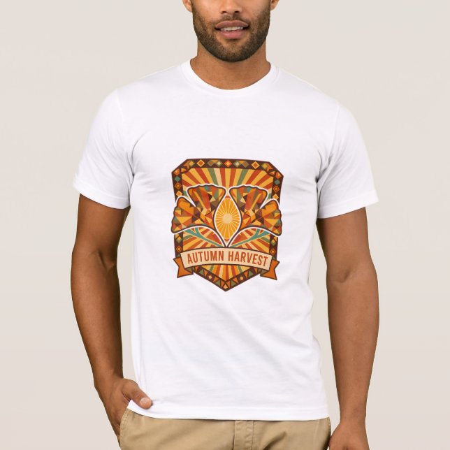 Camiseta Cosecha de otoño Retro Ginkgo Mosaic T-Shirt (Anverso)