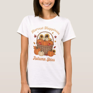 Camiseta Cosecha Felicidad Diseño de la Cesta de Otoño