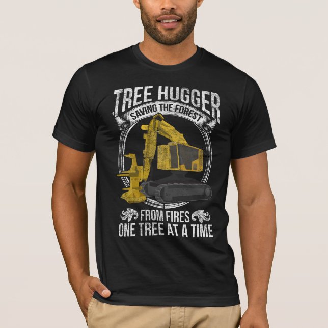 Camiseta Cosechadora forestal de Chiste de tala de árboles (Anverso)