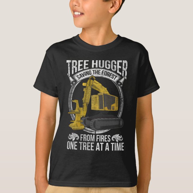 Camiseta Cosechadora forestal de Chiste de tala de árboles (Anverso)