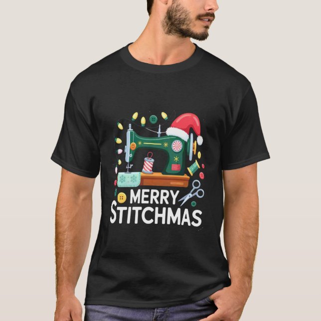 Camiseta Coser Navidad Xmas Colchas Alegre Stitchmas (Anverso)