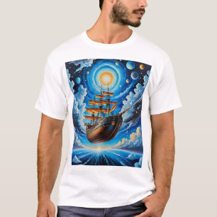 Camiseta cosmética de arte de barco de vela