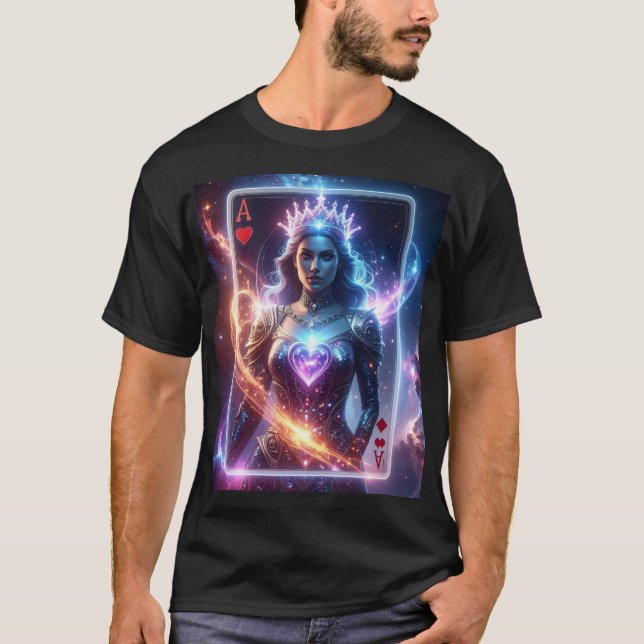 Camiseta Cosmic Ace of Hearts Celestial Royal Fantasy Card (Anverso)