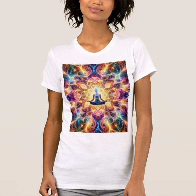 Camiseta Cosmic Awakening — Psychedelic Meditation Energy (Anverso)