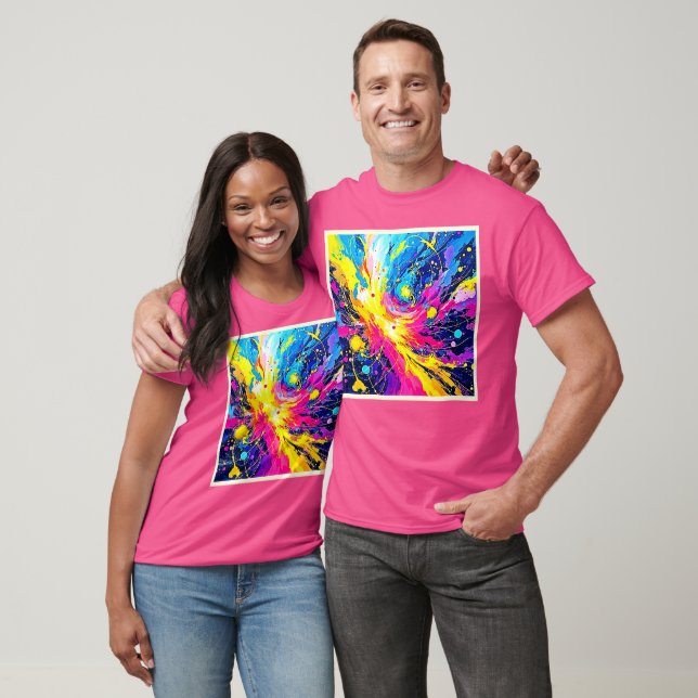 Camiseta Cosmic Burst: Vibrant Splatter Art (Unisexo)