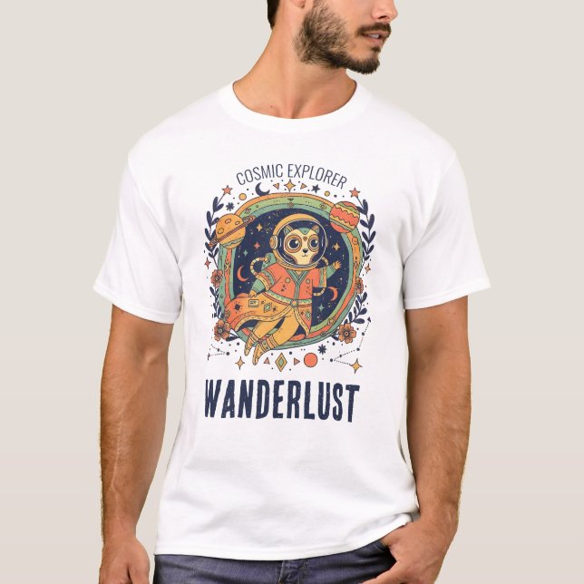 Camiseta Cosmic Cat Astronaut Space Explorer Wanderlust (Anverso)