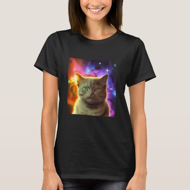 Camiseta Cosmic Cat Cat Kitten in Outer Space Design (Anverso)