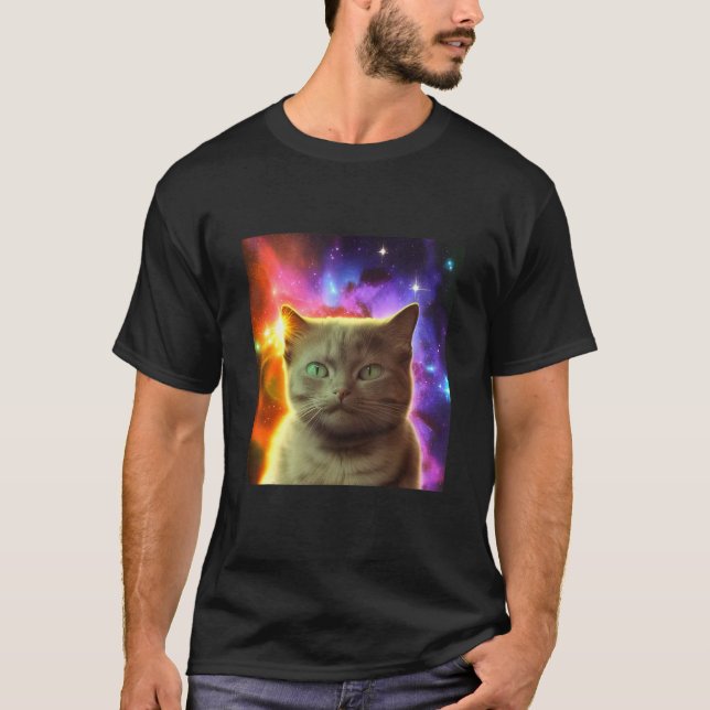 Camiseta Cosmic Cat Cat Kitten in Outer Space Design (Anverso)