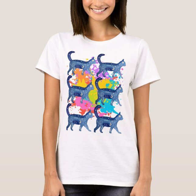 Camiseta Cosmic Cat Tee: Starry Night Graphic Tee (Anverso)