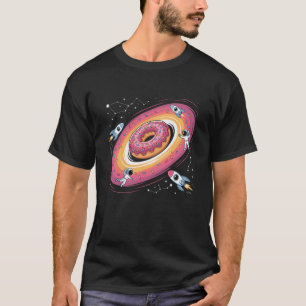 Camiseta Cosmic Donut Space Black Hole Funny Rocket Sci-Fi