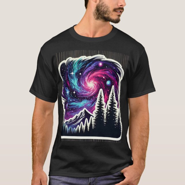 Camiseta Cosmic Forest: Galaxy Meets Nature (Anverso)
