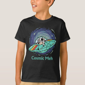 Camiseta Cosmic Meh, Bored Lazy Cow in Spaceship