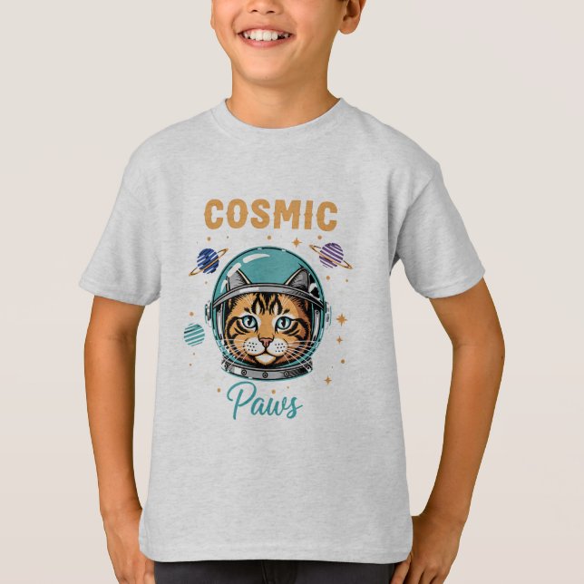 Camiseta Cosmic Paws Retro Astronaut Cat (Anverso)