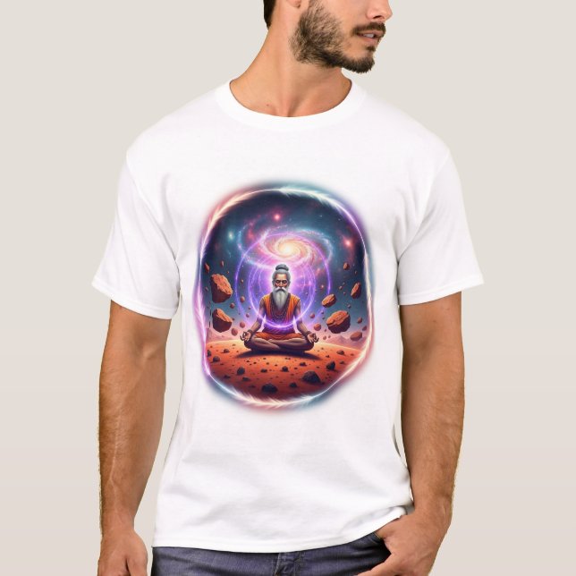 Camiseta Cosmic Sadhu: Mars Meditation Galaxy Art (Anverso)