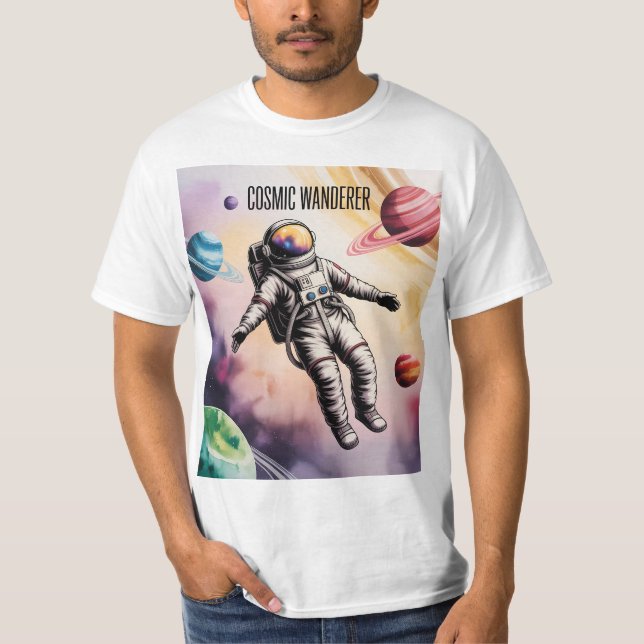 Camiseta Cosmic Wanderer – Floating Astronaut Space T-Shirt (Anverso)