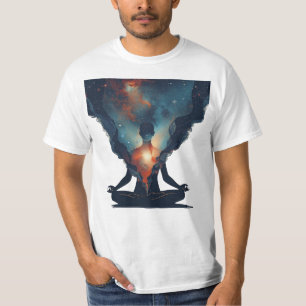 Camiseta Cósmico Interior – Figura Meditando con Corazón de